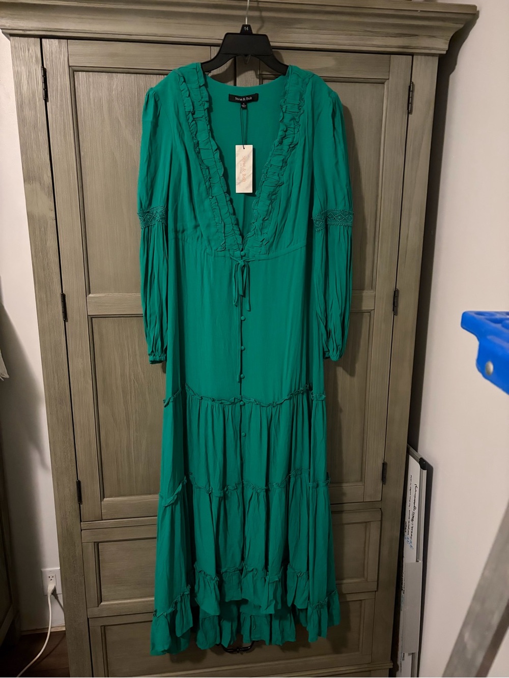 Smocked Waist Emerald Green Ruffle Tiered Maxi Dress